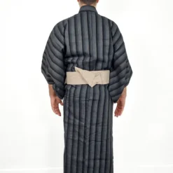 Striped Yukata - Black -Nippon Life Market yukata japonais raye noir 388